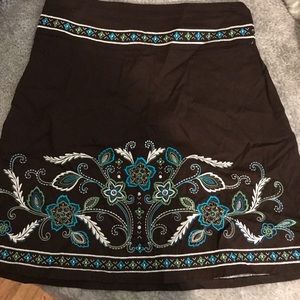 Brown Vintage embroidery skirt